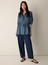 Eileen Fisher Women's Cotton Stretch Denim Arch Ankle Pants Medium Indigo