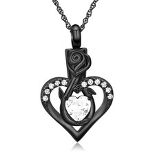 Roseflower Cremation Jewelry Heart Urn Necklace for Ashes for Women Gilrs M - 08