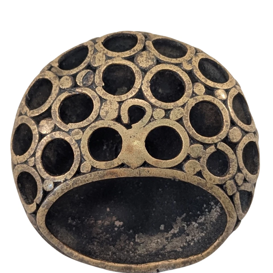 Antiguo cenicero japonés de cera perdida de bronce fundido Manju Netsuke de Kyubei Phoenix Foto 2 de 4