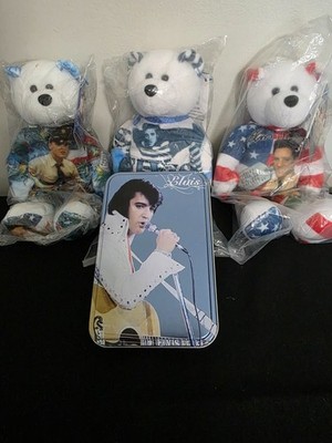 Gallery Treasures ELVIS PRESLEY BEARS Lot of 3 Sealed & 2 Metal Gift Card Tins