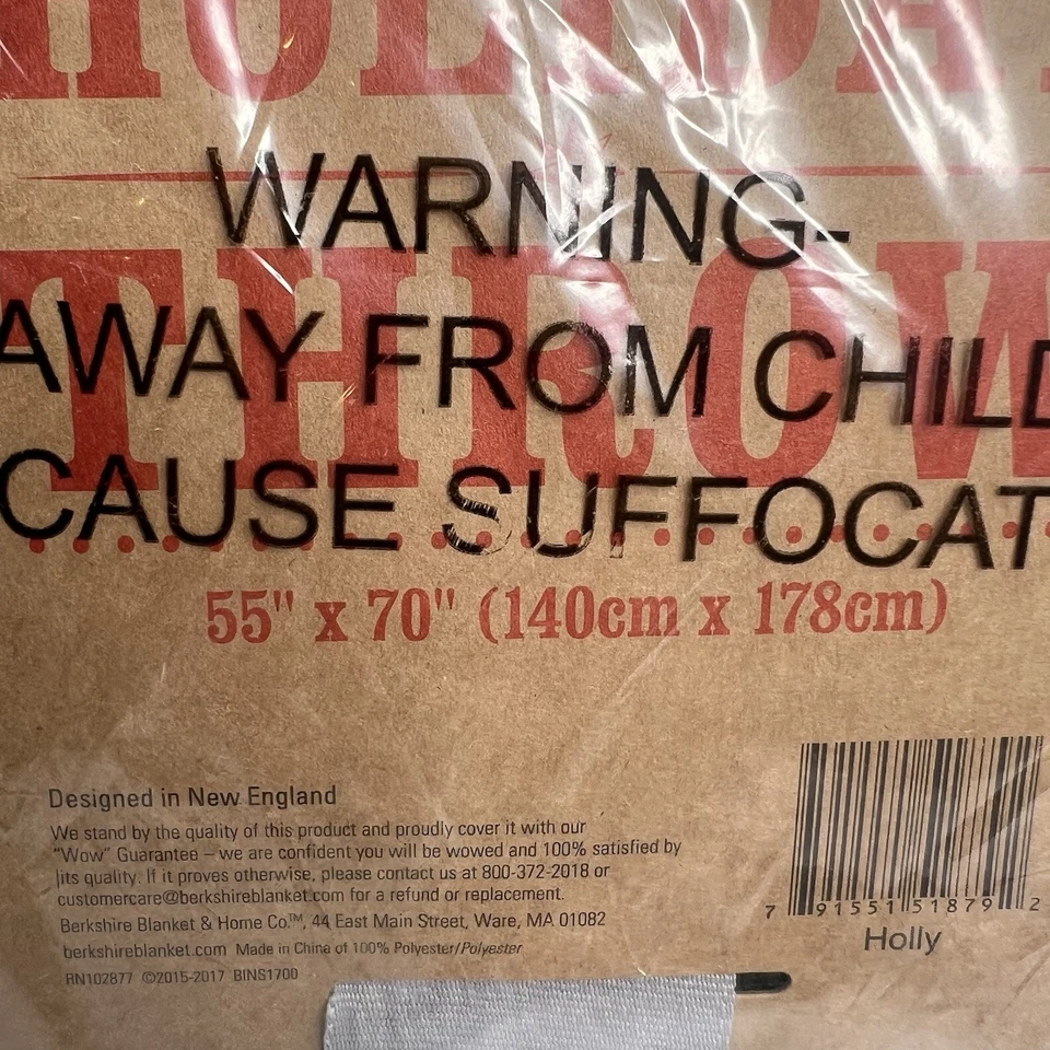 Nuevo Juego de MANTAS BERKSHIRE Minky Holiday Throw Acebo Verde 55" x 70 NAVIDAD Lote Foto 2 de 4