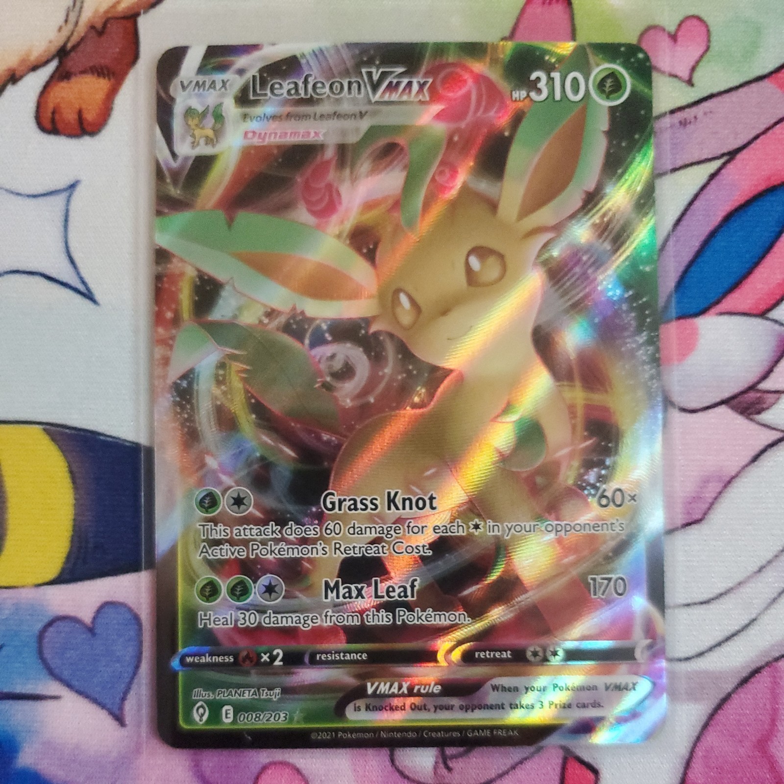Leafeon VMAX 008/203 Ultra Rare Full Art Holo Pokemon NM