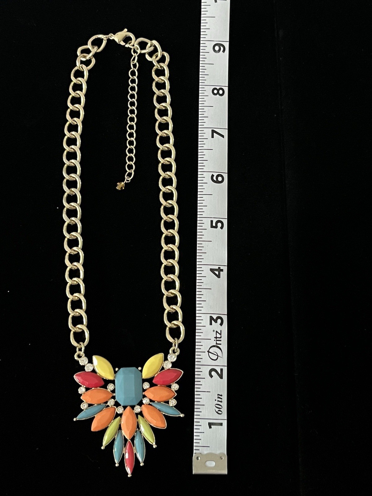 Multicolor Bib Statement Necklace with Rhinestone… - image 10