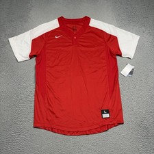 Nike Stock Vapor Baseball Jersey Shirt Men Size Large Red White Dri-Fit 818541