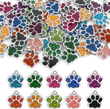 , Animal Cat Dog Paw Print Charms Glitter Footprint Beads for DIY Jewelry Making