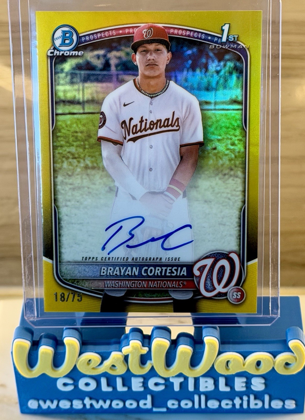 2025 Bowman Chrome Brayan Cortesia Chrome Prospect On Card Auto 1st Yellow /75