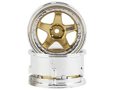 DSC-DE-017 DS Racing Drift Element 5 Spoke Drift Wheels (Gold & Chrome) (2) (...