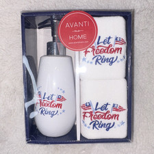 Avanti Home 3-Piece Patriotic Bathroom Accessory Set Soap Dispenser Towels
