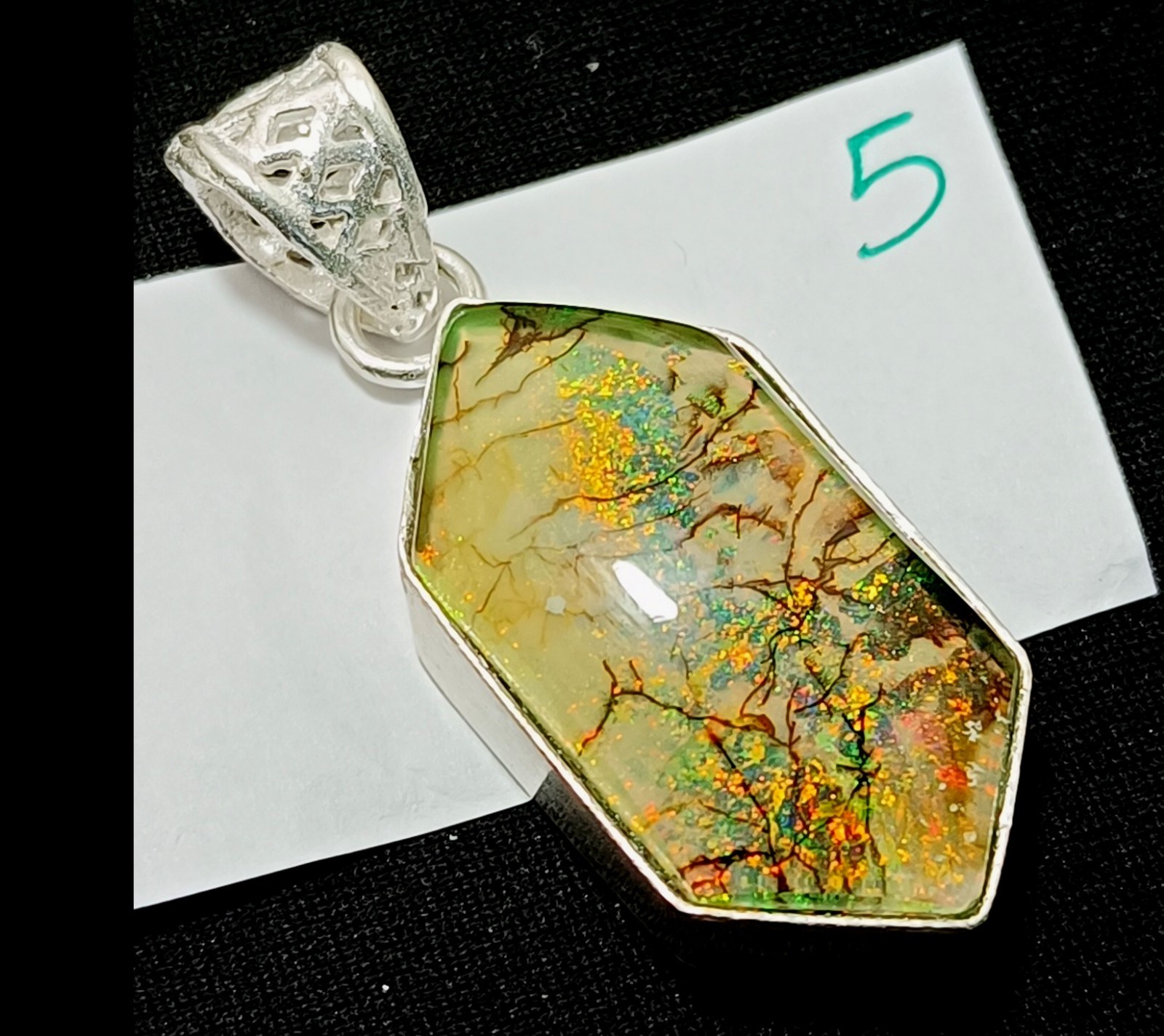 41.20 Ct Sterling Silver Fancy  Fire Opal Pendant Gemstone Handmade Jewelry