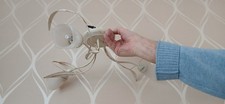light fitting ceiling, three lights, cream, will dim, used