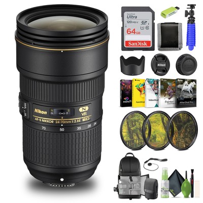 Nikon - AF-S NIKKOR 24-70mm f/2.8E ED VR Wide-Angle Zoom Lens (20052) + 64GB