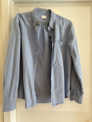 Asket The Oxford Shirt Men Large Short Button Down Blue Long Sleeve