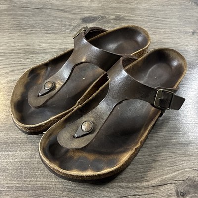 Birkenstock Women Gizeh Metallic Bronze Birko-Flor Thong Sandal Size 38 US 7 7.5