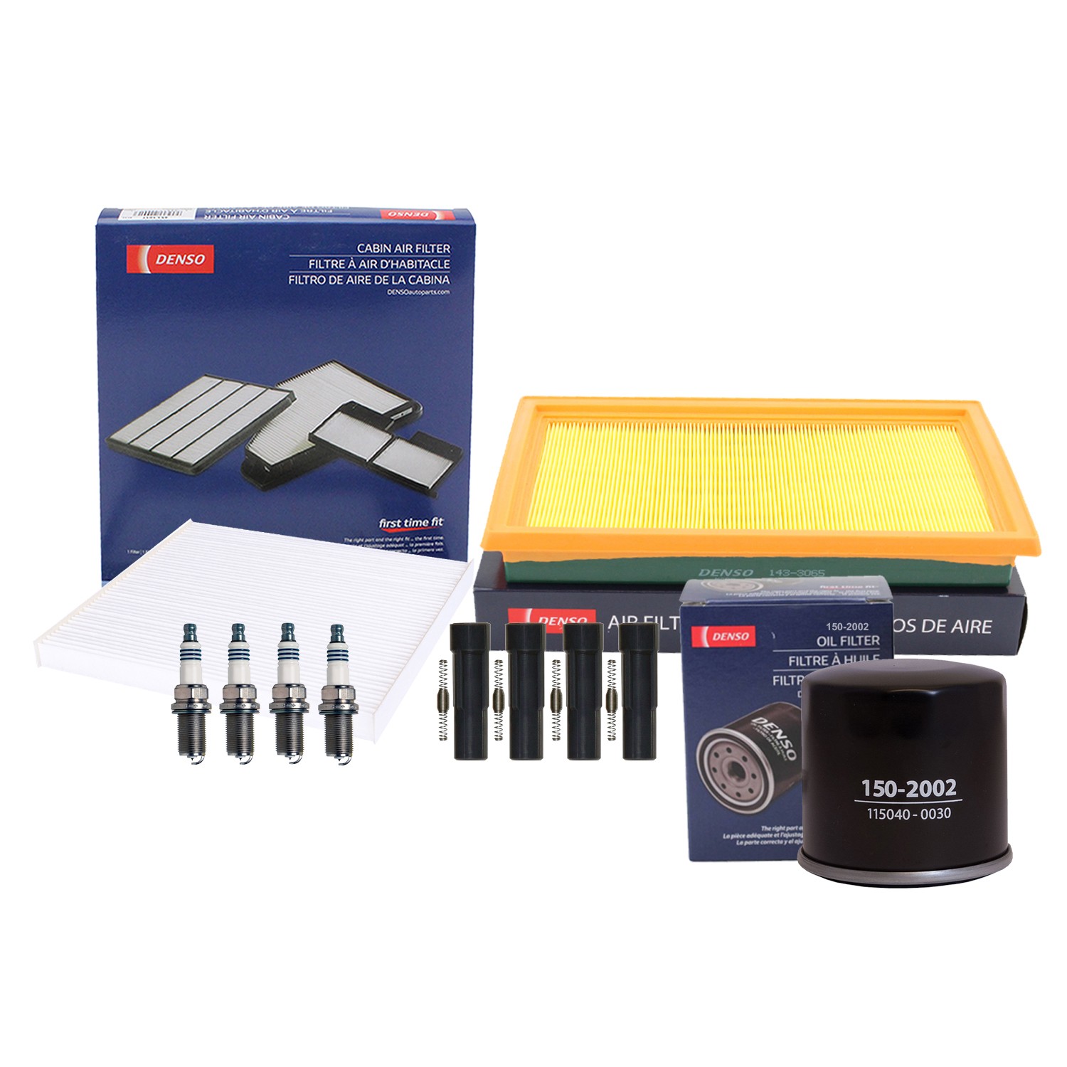 Denso Tune Up Kit 4 Spark Plugs  Boots Kit for Saab 9-2X 2.5 H4 Turbo EJ255 AWD