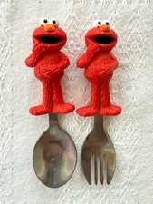 Vintage Munchkin Sesame Street Elmo Kids Baby Silverware Set Spoon And Fork