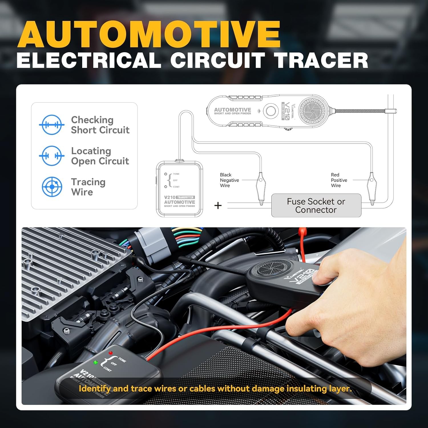 VDIAGTOOL V210 Wire Tracer Electrical Automotive Open & Short Finder Circuit Tes