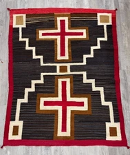 Early Navajo Rug ; Ganado AZ, Hubbell Cross Moki Storm Pattern