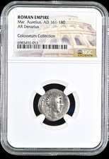 Roman Empire Marcus Aurelius AR Silver Denarius AD 161-180 NGC CERTIFIED GENUINE