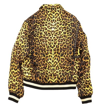 SAINT LAURENT PARIS Leopard Studded Bomber Jacket Size 44 Yellow