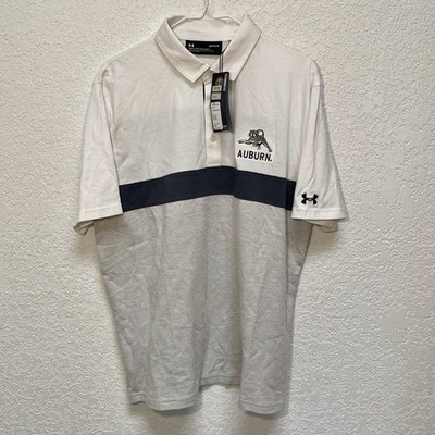 UA Auburn University Tigers Polo Men s Large White Blue Short Sleeve Golf Shirt
