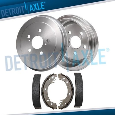 4pc Rear Brake Drums and Rear Brake Shoes Kit for 2003 - 2008 Toyota Corolla