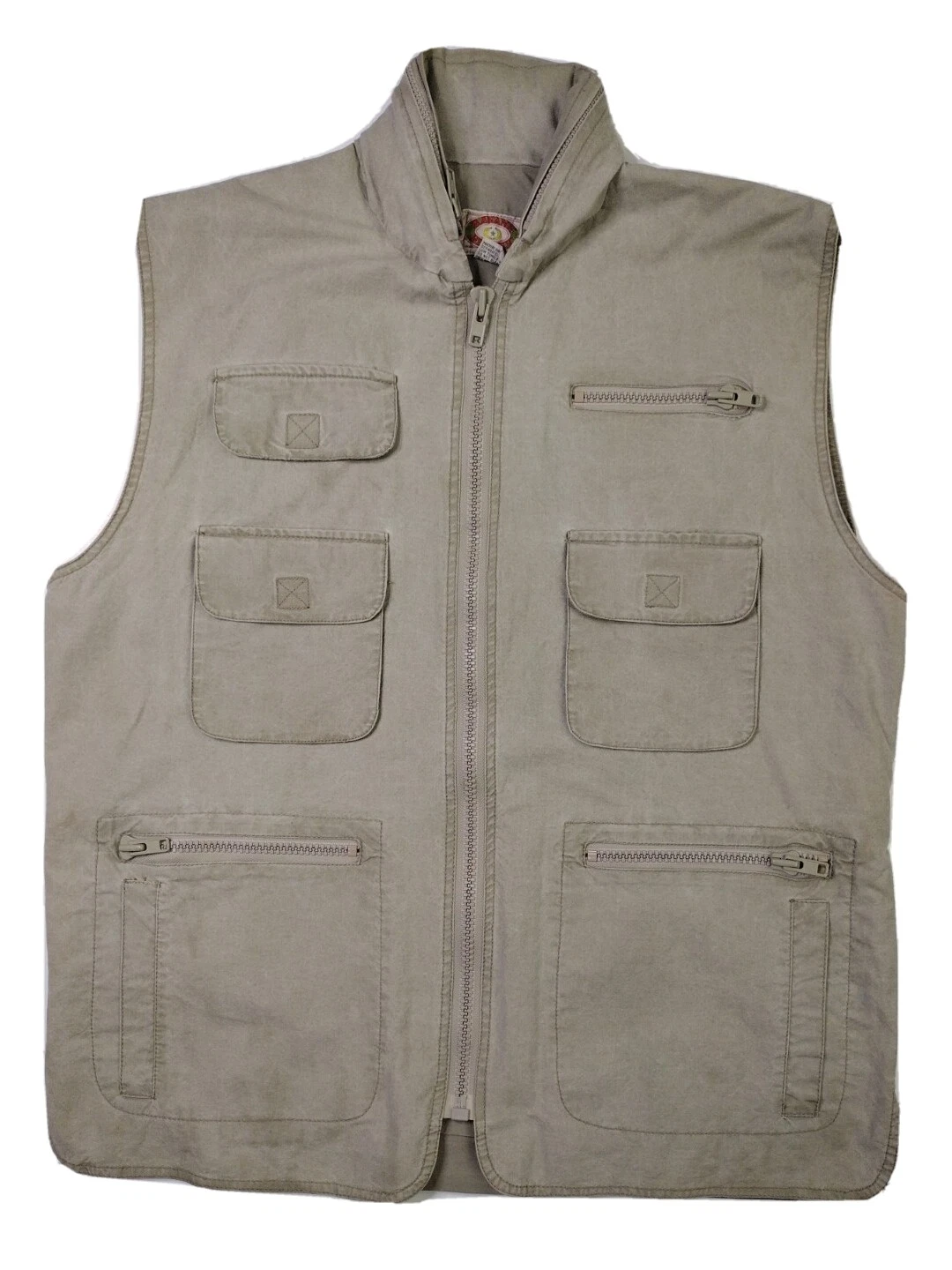 VTG Banana Republic Safari Travel Vest L Khaki Multi Pockets Hunting Fishing Men