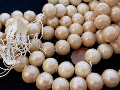 Vintage 11 x 12mm Miriam Haskell Near Round Satin Luster Glass Beads Japan 14