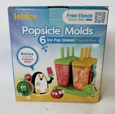 Lebice Popsicle Molds, 6 Ice Pop Makers  1 Spare Mold With Funnel  Brush