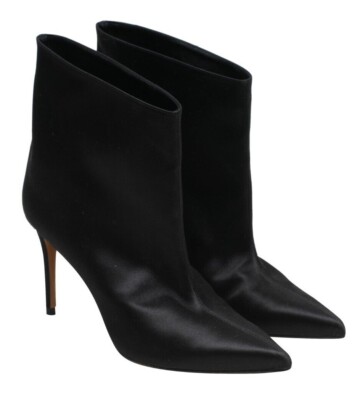 Alexandre Vauthier Women Alex Boots Size 39 US9 Black Satin Stiletto Pointed Toe