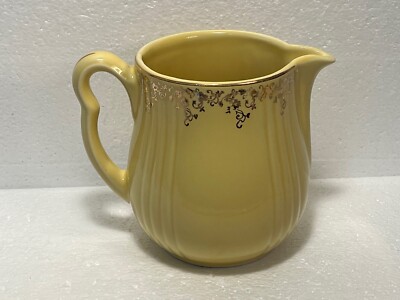 Hall Superior Quality Kitchenware Yellow Pitcher Gold Gilt Ivy Pattern 