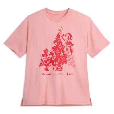 Disney's Mickey & Minnie Pink w/Gold Accents Holiday T-Shirt S: L New w/Tags!