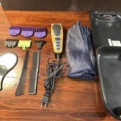 WAHL Hair Clippers Precision Adjustable Model MC2 - Case - Cape - Guards -Yellow