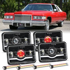 4pcs For Cadillac Fleetwood 1975-86 4x6 Arrow Led Headlights Hilo Drl Signal