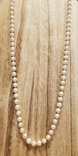 VINTAGE 7MM CULTURED PEARL STRAND 24" NECKLACE W/14K WHITE GOLD CLASP