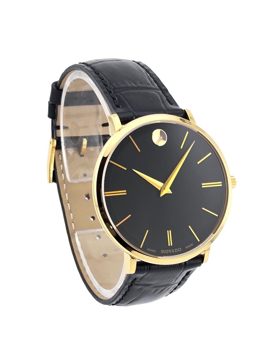 Movado Ultra Slim 0607173 Men's Quartz Leather Band Watch Retail
