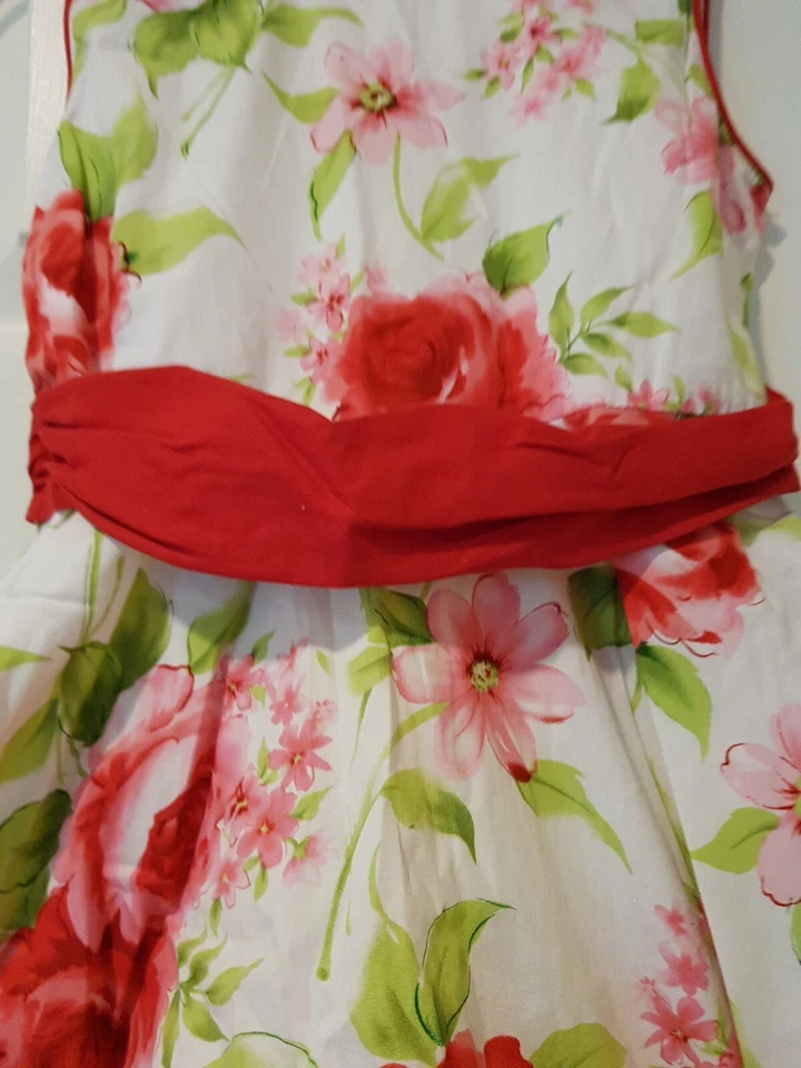 Vestido Floral Blanco Vintage Polly & Friends Niñas Talla 6 100% Algodón Mangas Foto 2 de 4