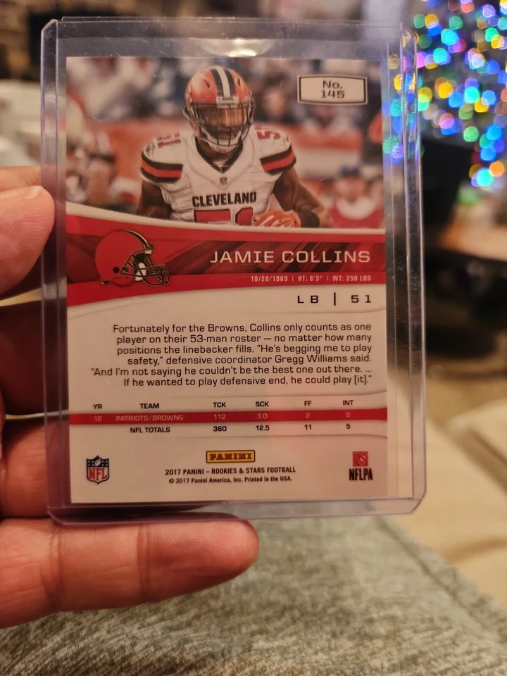 2017 Panini Rookies & Stars Jamie Collins Black and Blue 2/5 Browns Patriots - Image 2 of 3