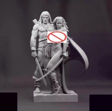 1/24 resin figure model Two fantasy male and female warriors unassembled