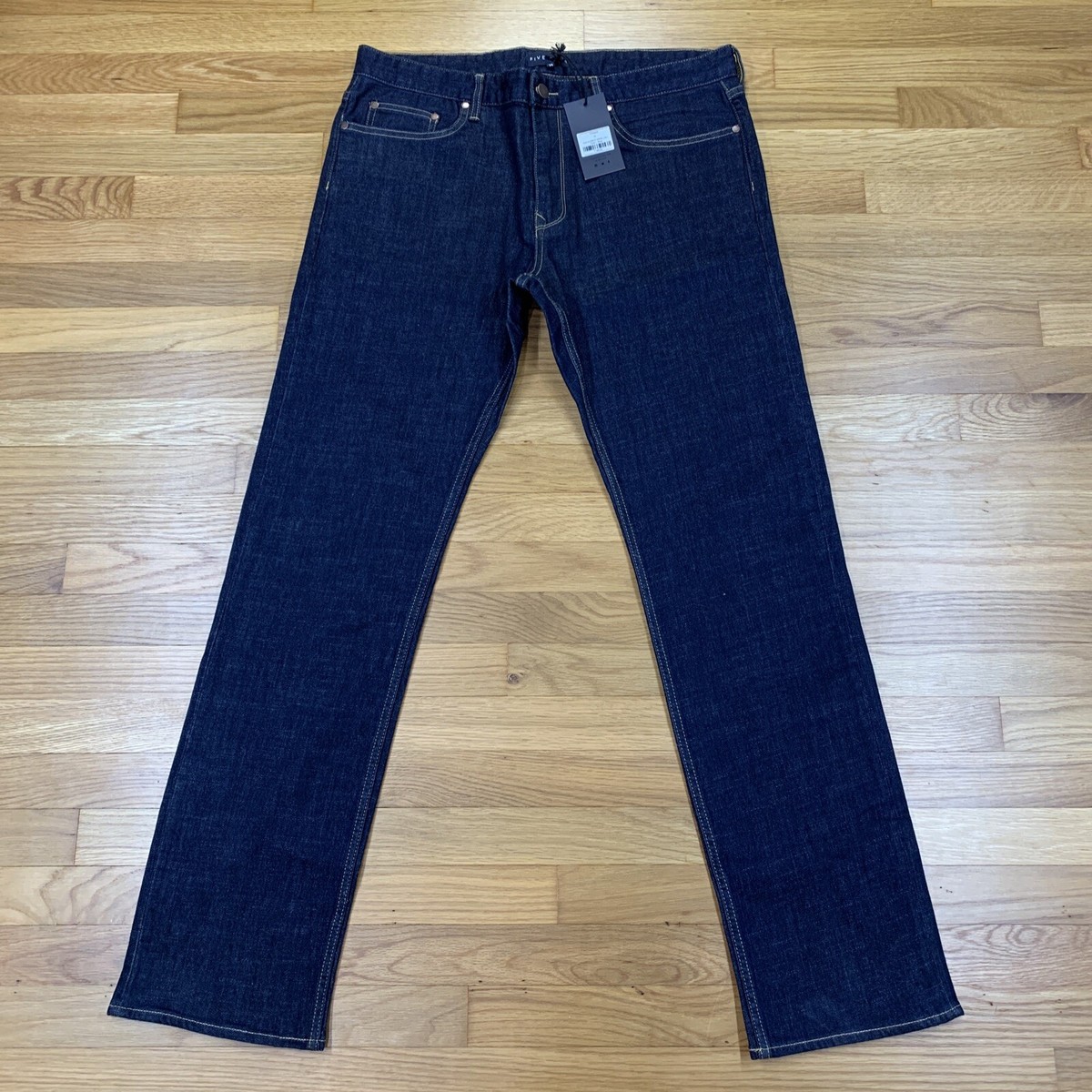 NWT Men's Five Four Raw Denim Blue Jeans Size 34x35 Dark