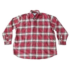 Carhartt Button Down Long Sleeve Shirt Plaid Red White Flannel Cotton Size 2XL