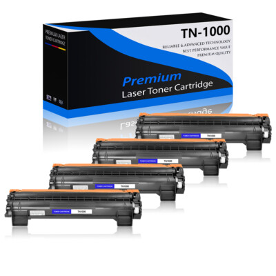 4 Pack TN1000 Toner Cartridge For Brother HL1110 HL1110R HL1112 HL1112R MFC1810R