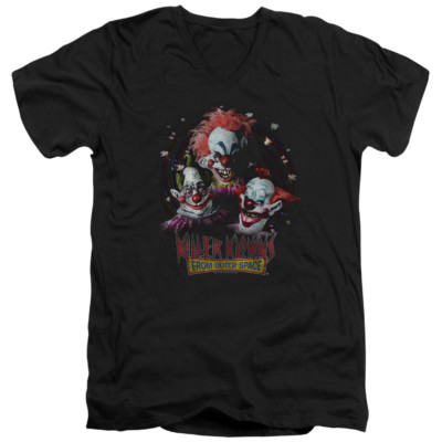 Killer Klowns From Outer Space Slim Fit V-Neck T-Shirt Popcorn Black Tee