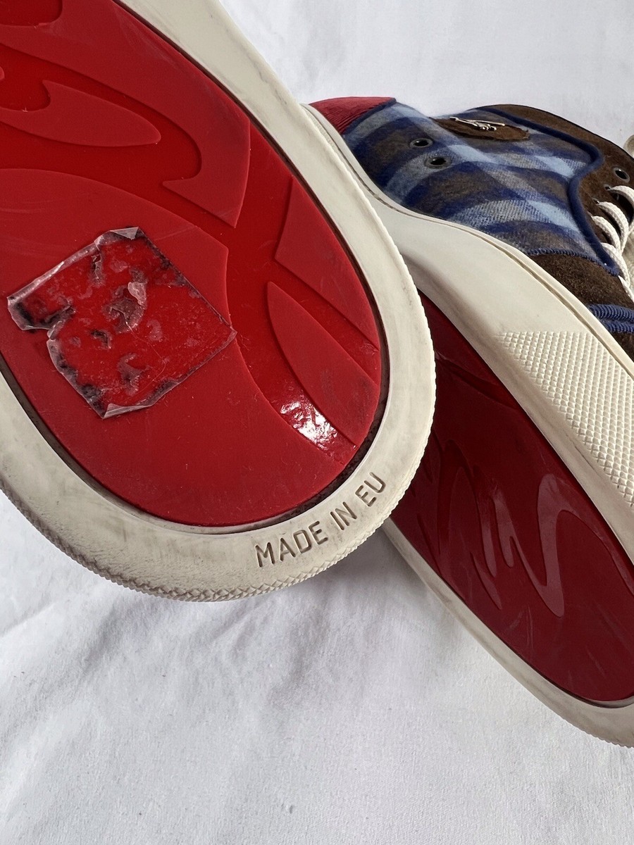 CHRISTIAN LOUBOUTIN Multicolor Blue Spikes Flat Crosta High 