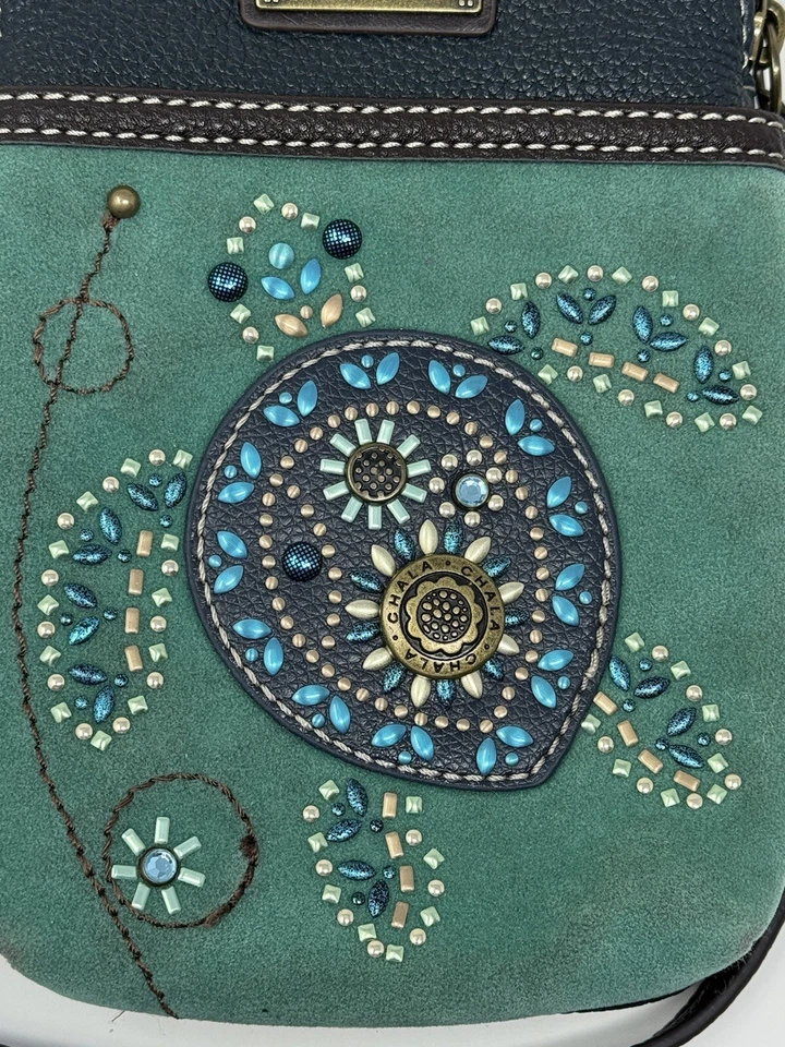 Cartera Bandolera Convertible para Teléfono Celular Chala TORTUGA DESLUMBRADA Azul Turquesa Usada en Excelente Condición Foto 2 de 4
