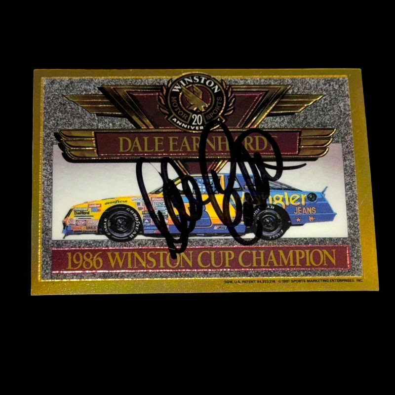 Dale Earnhardt HOF NASCAR VINTAGE signed card WINSTON ACRYLIC 1986 CHAMPION 🏁🏆