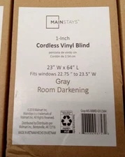 Mainstays 1 in. Cordless, Room Darkening Vinyl Blind, Gray, 23"W x 64"L