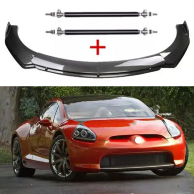 For Mitsubishi Eclipse Carbon Fiber Style Front Bumper Lip Spoiler Strut /Rods/