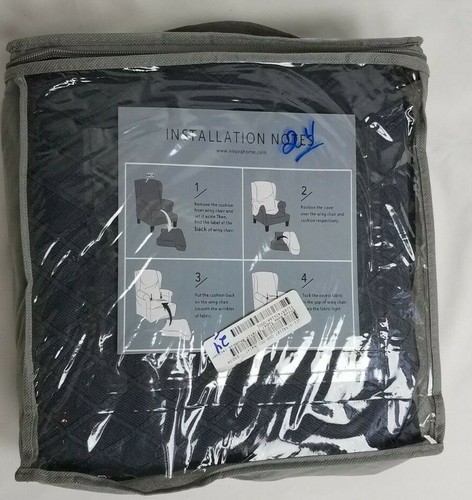 Enova Home Stretch Rhombus Jacquard Spandex 2 Pieces Wingback Slipcover Grey - 第 5/5 張圖片