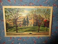 Postcard  High School Chippewa Falls Wis  Nice Grounds
