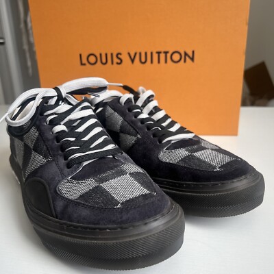 LOUIS VUITTON Mens Ollie Damier LV Shoes Black Sneakers UK 8.5 US 9.5